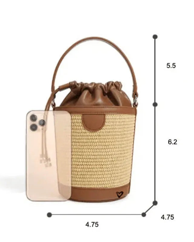 preneLOVE Lytton Raffia Bucket - Biscuit