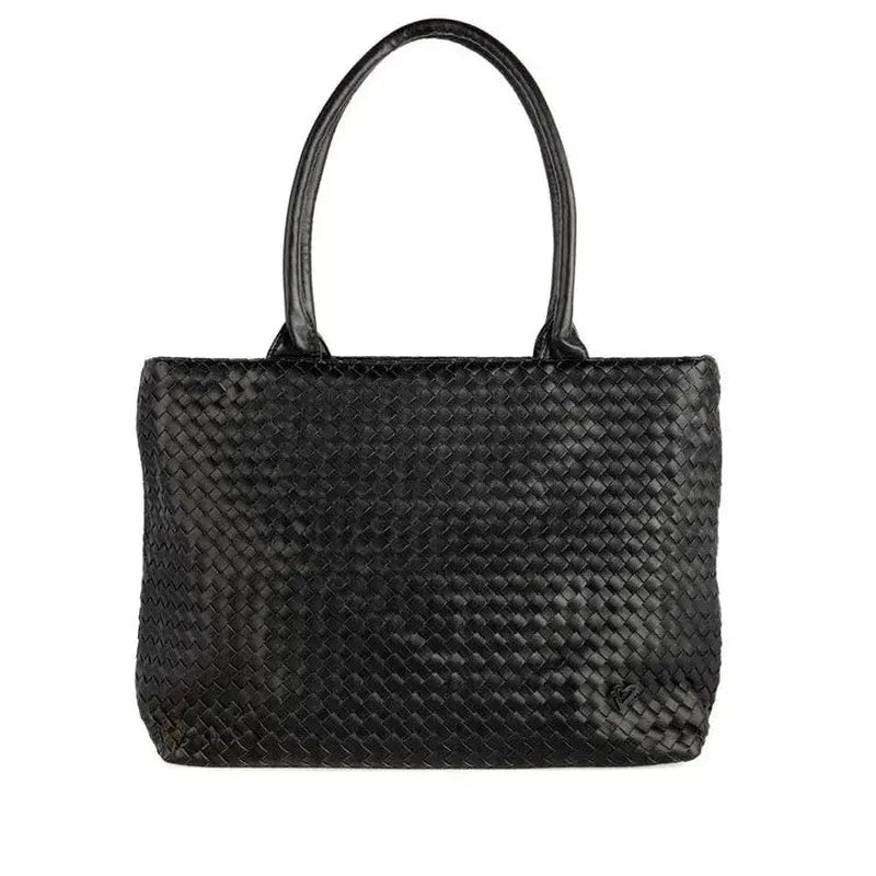 preneLOVE Mahone Vegan Leather Woven Tote - Black