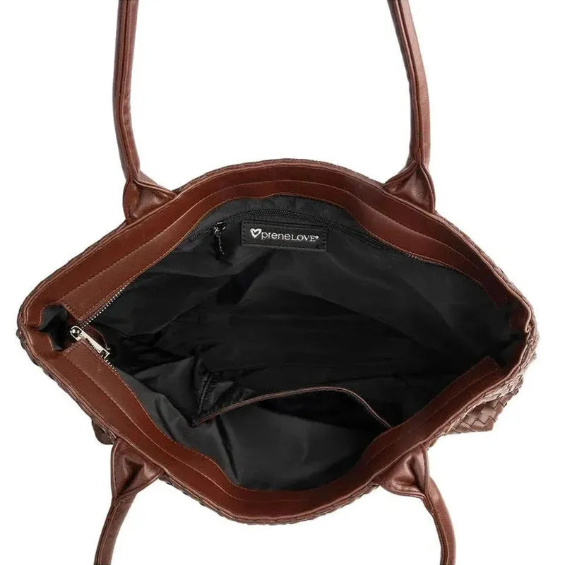 preneLOVE Mahone Vegan Leather Woven Tote - Brown