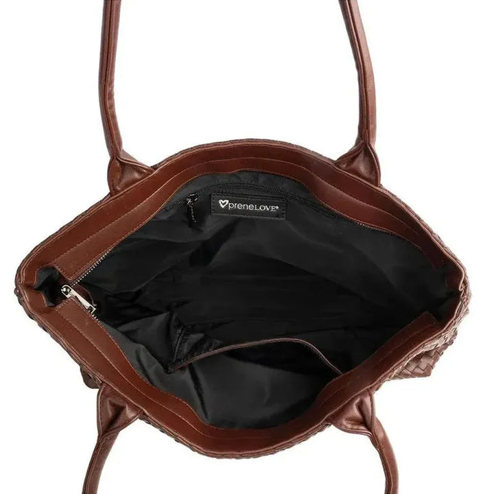 Mahone Vegan Woven Leather Tote - Brown