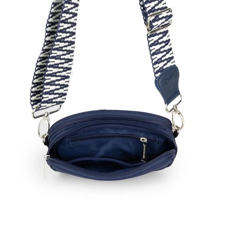 preneLOVE Dual Zip Belt/Crossbody Bag - Navy Snake