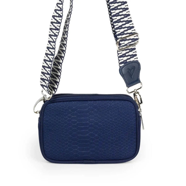 preneLOVE Dual Zip Belt/Crossbody Bag - Navy Snake