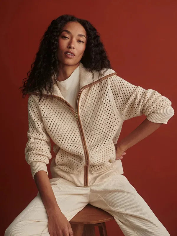 Varley Paula Zip Knit Jacket - Birch