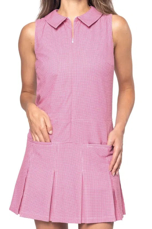 Golftini Timeless Pleated Dress - Pink Plaid