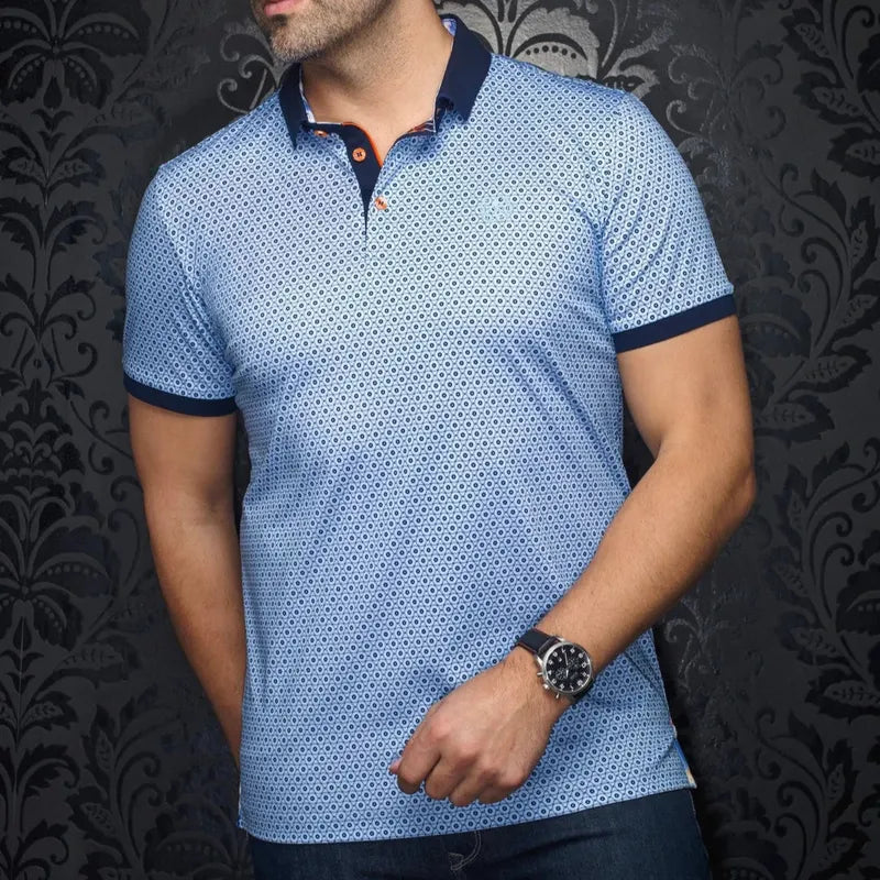 Au Noir Men's Asher Polo - Light Blue