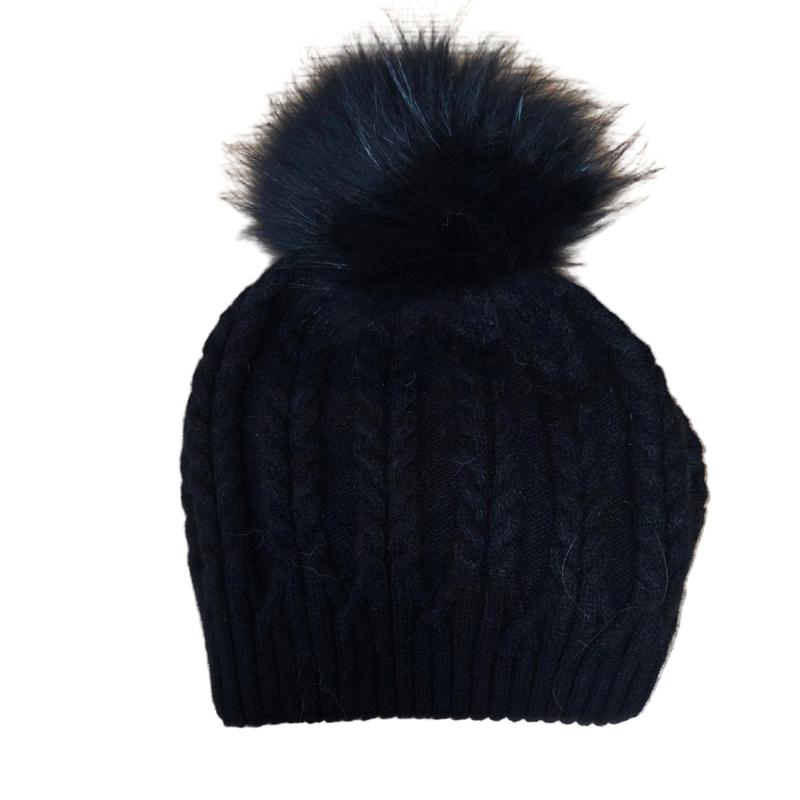 PNYC Kimberly Beanie (Real Fur) - Black