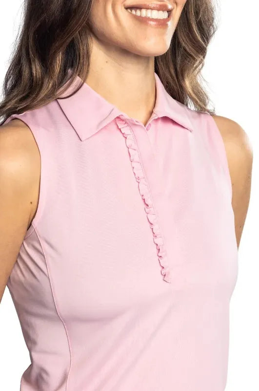 Golftini S/L Ruffle Tech Polo - Rose Pink