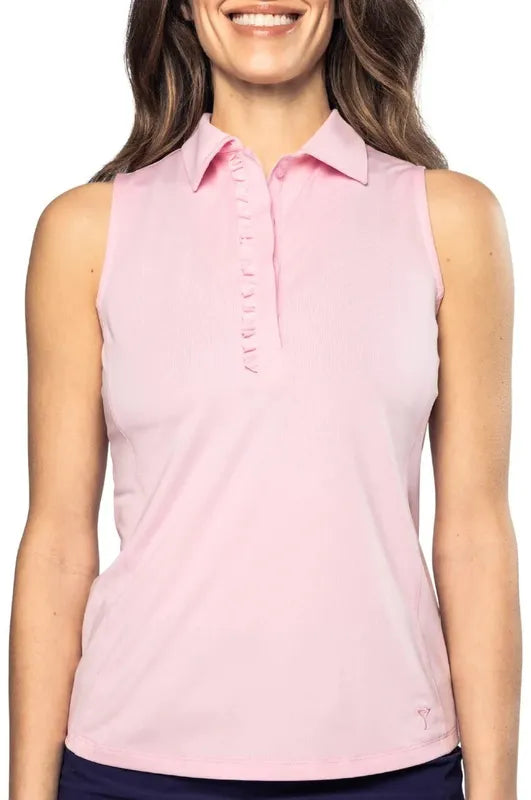 Golftini S/L Ruffle Tech Polo - Rose Pink