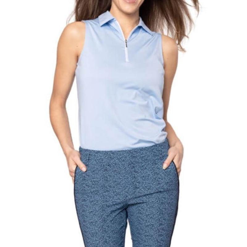 Golftini S/L Zip Tech Polo - Seersucker Blue