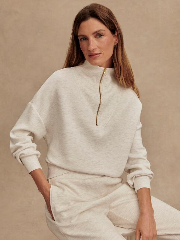 Varley Hawley Zip Sweat - Ivory Marl