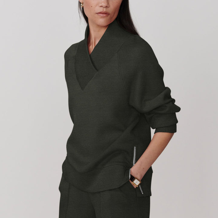 Varley Macie Zip Sweat - Olive Marl
