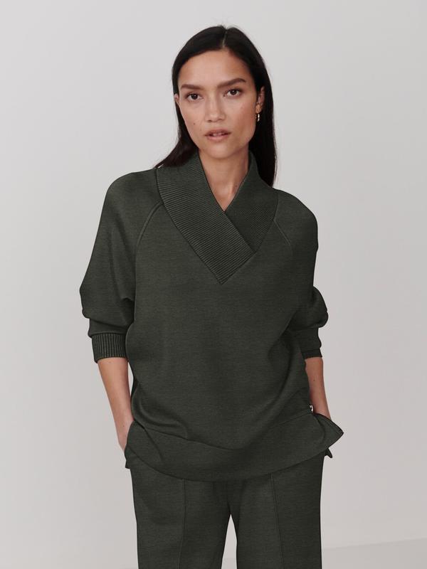 Varley Macie Zip Sweat - Olive Marl