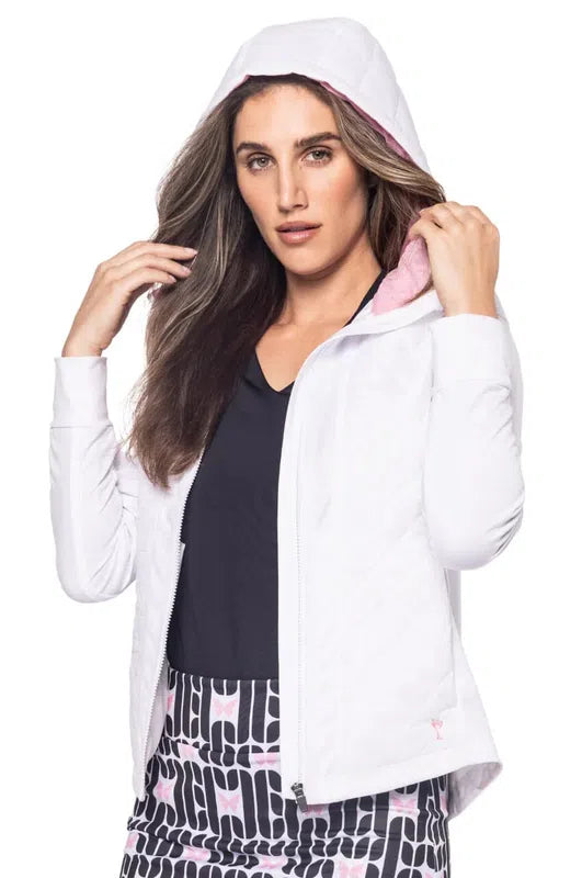 Golftini Hooded Windbreaker - White/Rose