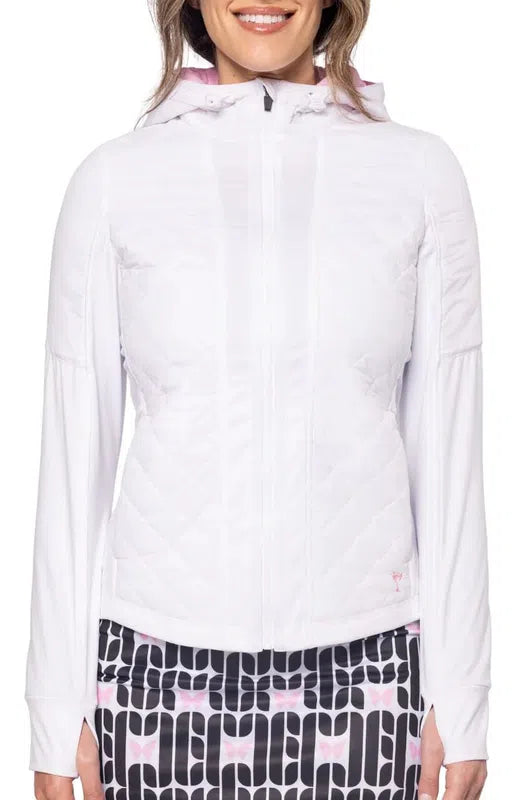 Golftini Hooded Windbreaker - White/Rose