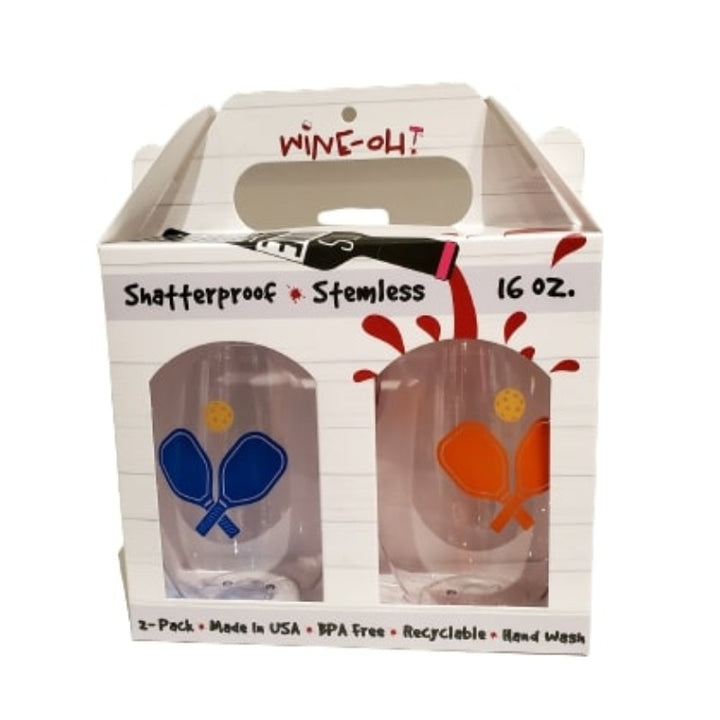 Stemless Wine Glasses(2)- Pickleball Paddles