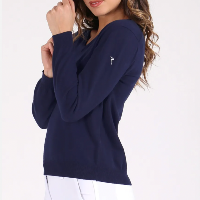 Chervò Nebbiolina Cotton V-neck Sweater - Navy