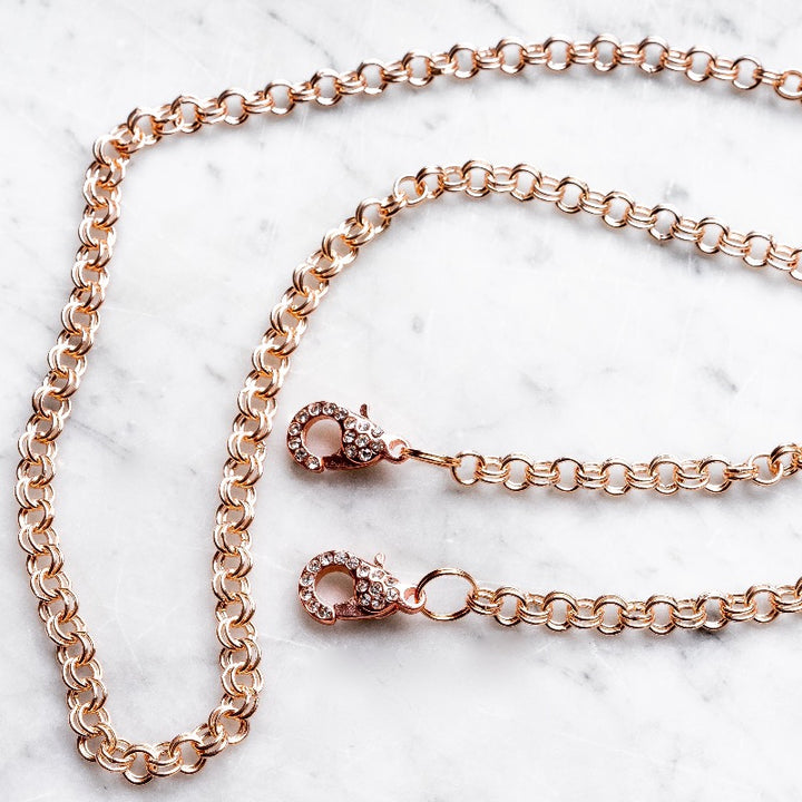 Glasses/Mask Chain (glitzy clasp)-Rose Gold