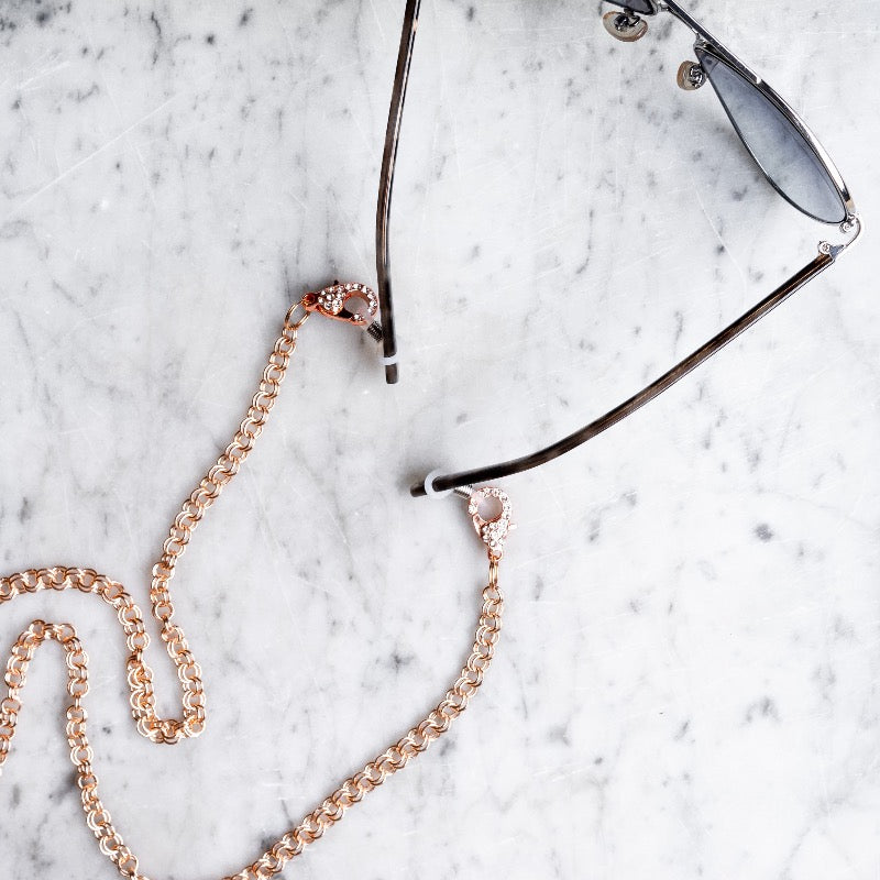 Glasses/Mask Chain (glitzy clasp)-Rose Gold