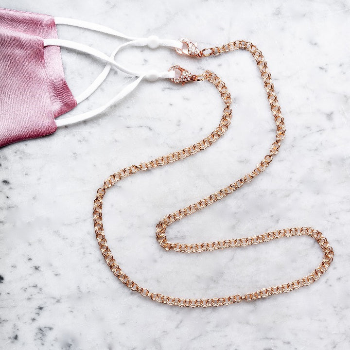 Glasses/Mask Chain (glitzy clasp)-Rose Gold