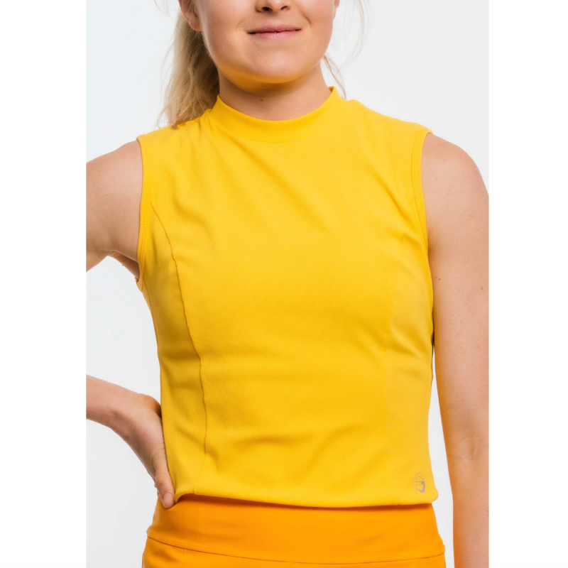 Foray Golf Mock Neck S/L Rib Top - Yellow