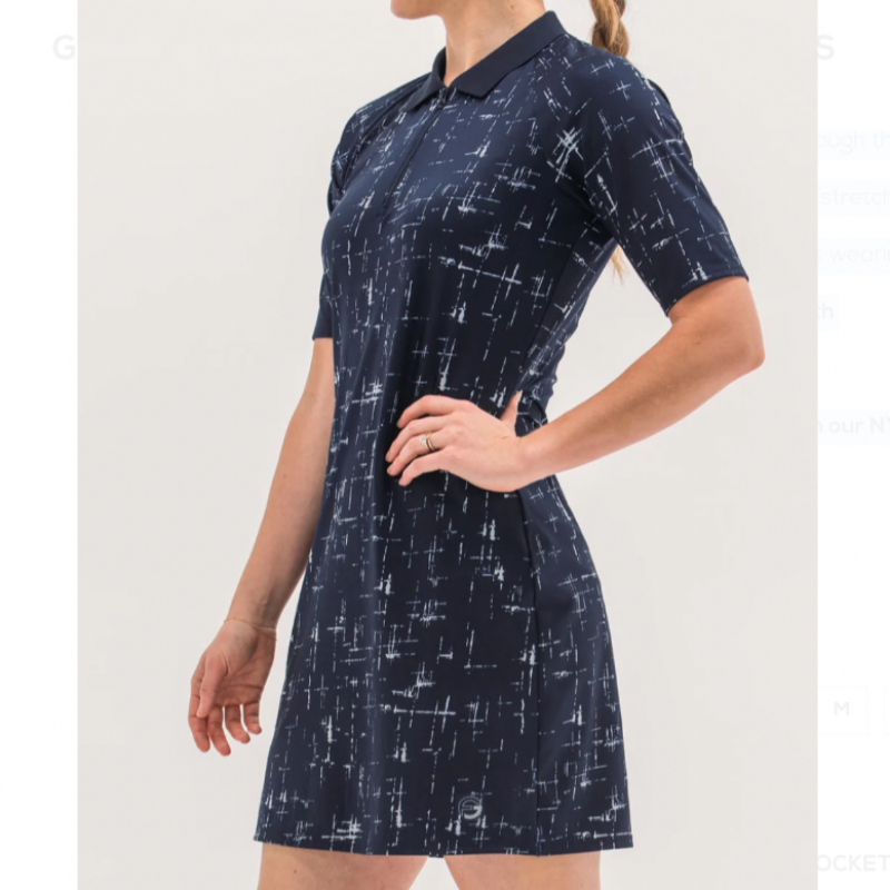 Foray Golf Printed S/S Dress - Navy