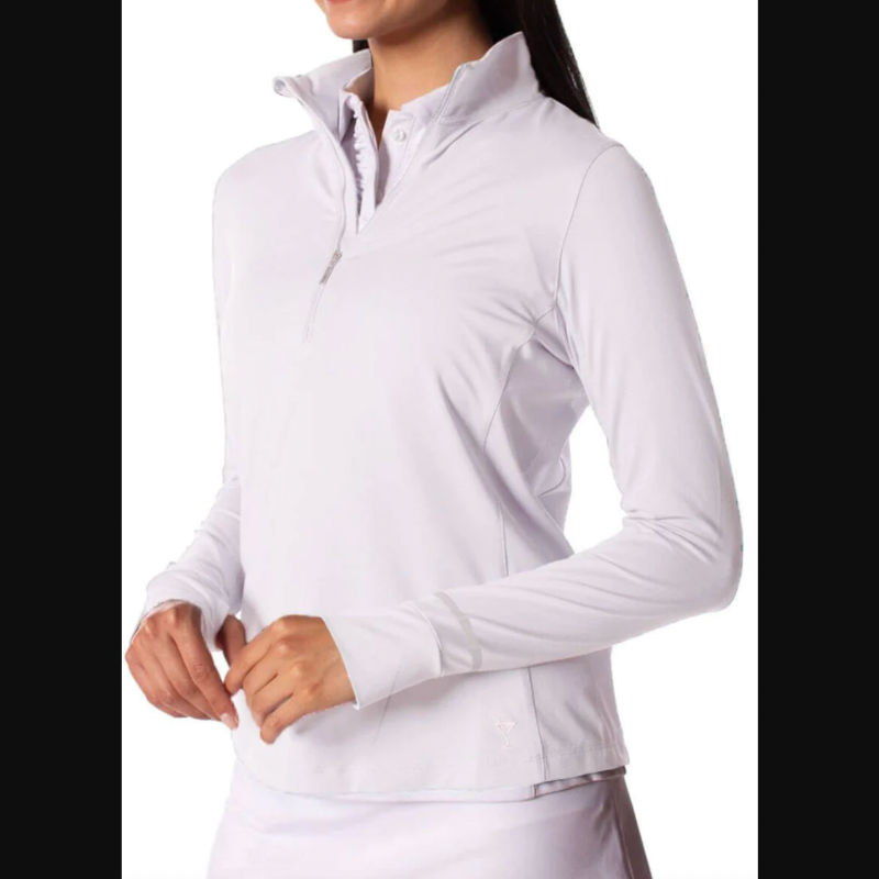 Golftini Fabulous L/S Mock Polo - White/Silver