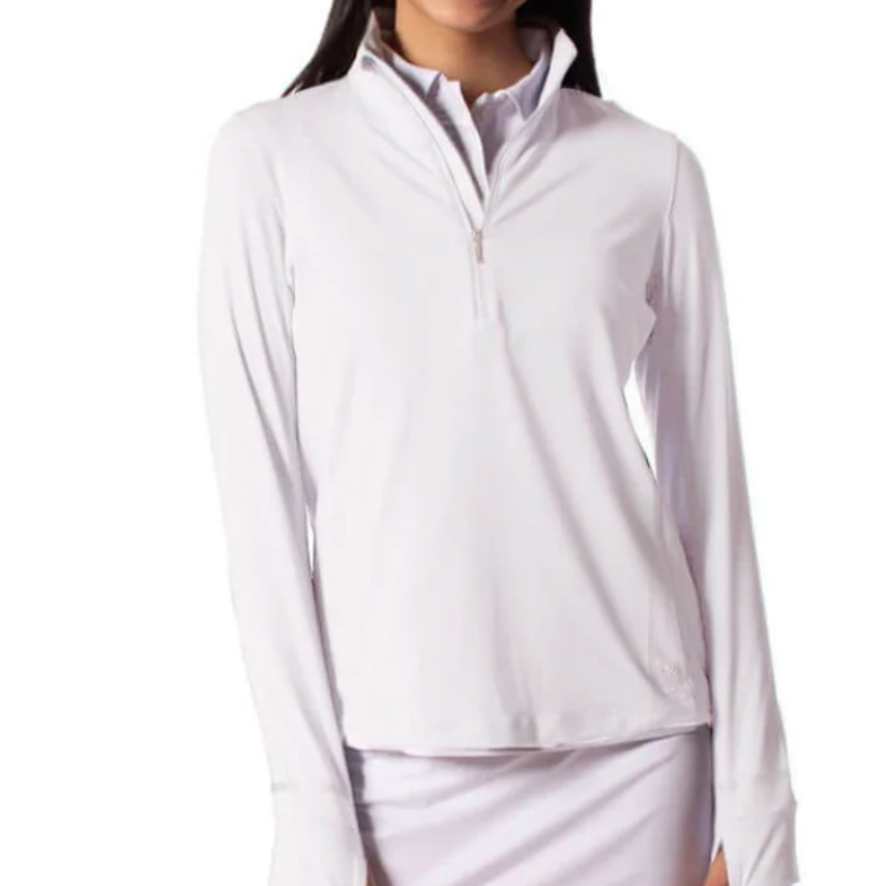 Golftini Fabulous L/S Mock Polo - White/Silver
