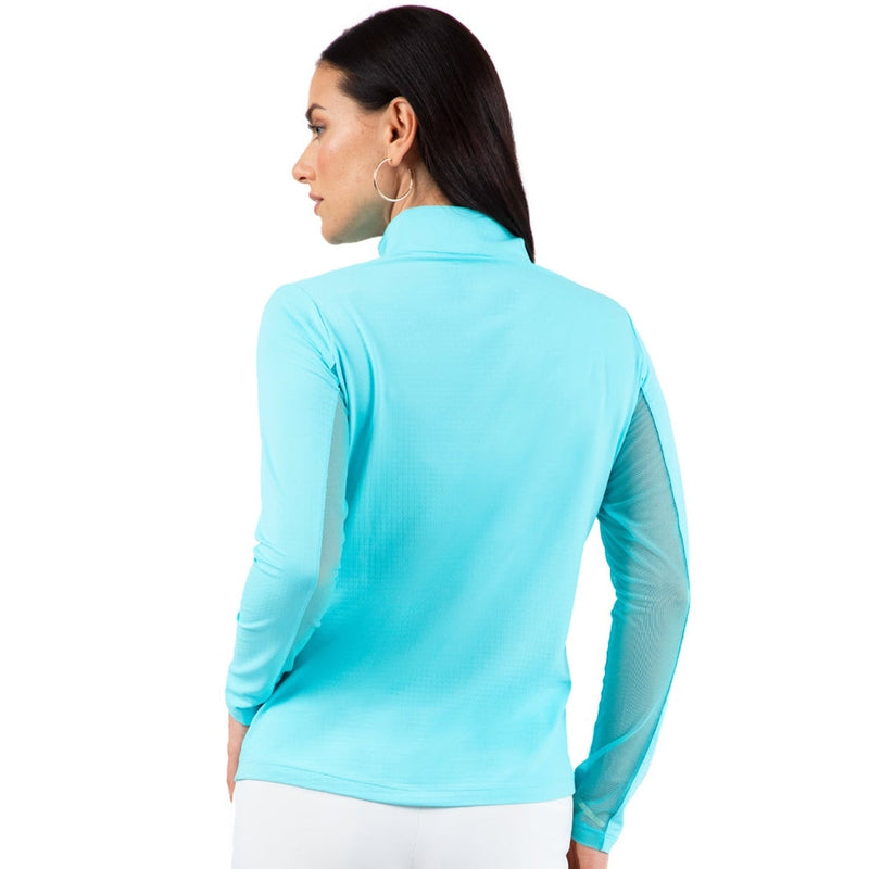 IBKUL Solid L/S Mock Neck Top - Seafoam