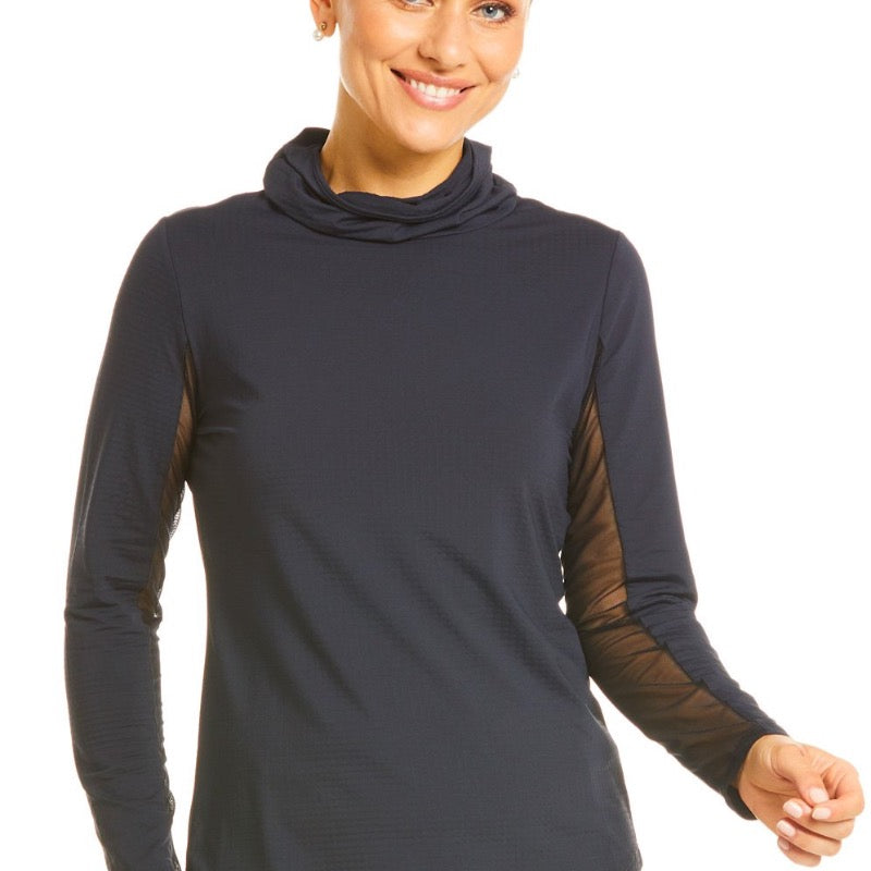 IBKUL Convertible L/S Mock Neck Top - Black