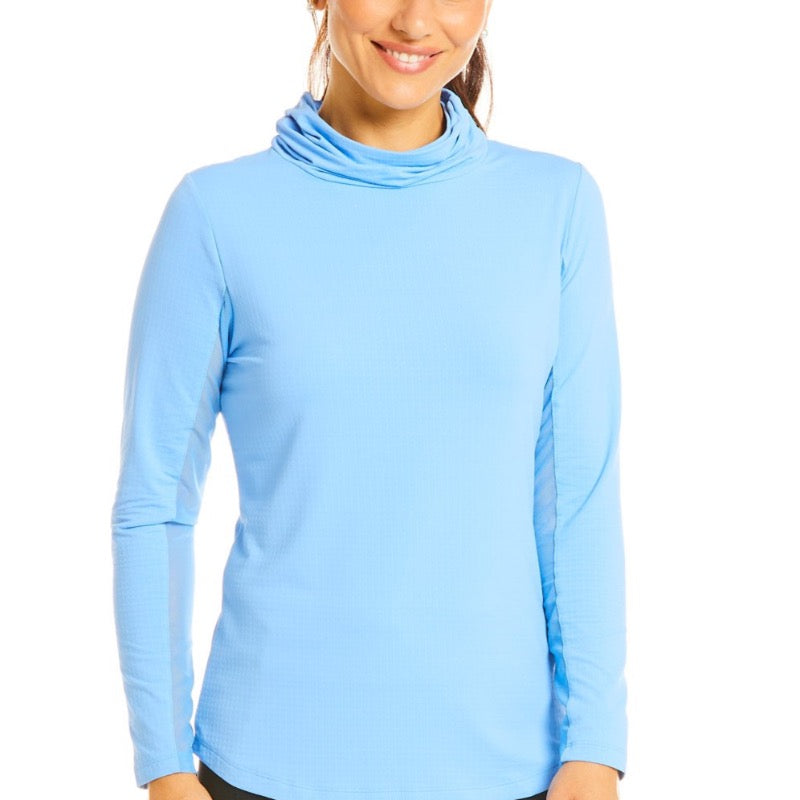 IBKUL Convertible L/S Mock Neck Top - Peri