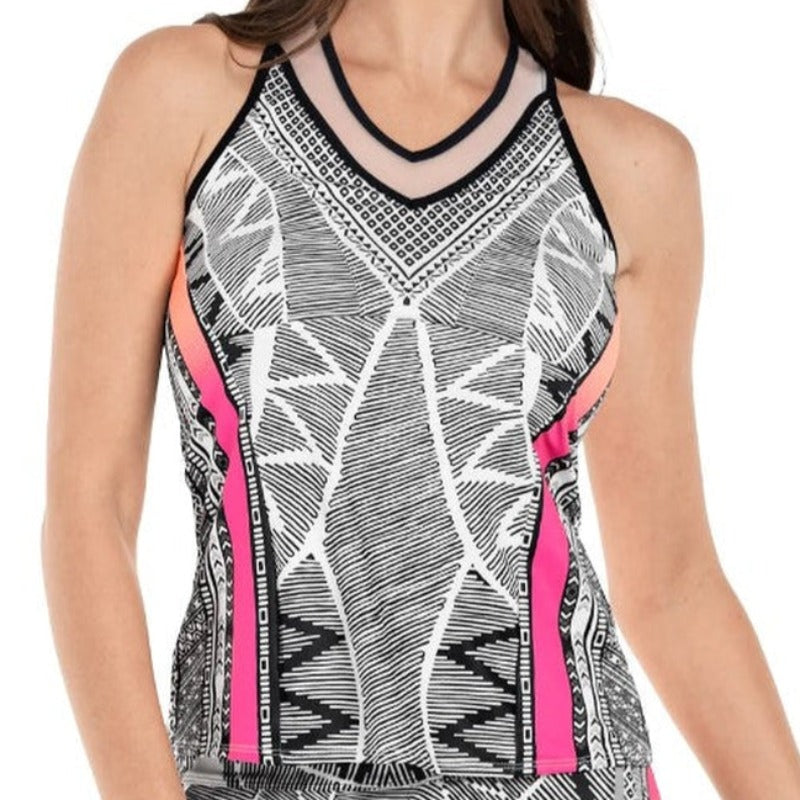 Lucky In Love Santa Fe Glow Tank - Navy Geo