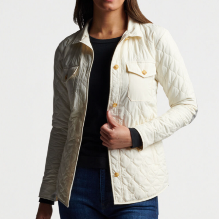 Peter Millar Corinne Quilted Shirt Jacket - Ivory