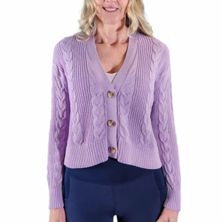 Alashan Cashmere Cable Cardigan - Lavender