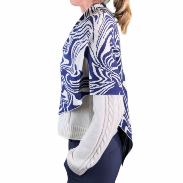 Alashan Cashmere Swirl Topper - Navy/Ivory