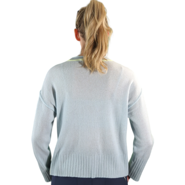 Alashan Cashmere Penelope Crew Sweater - Blue/Limonata