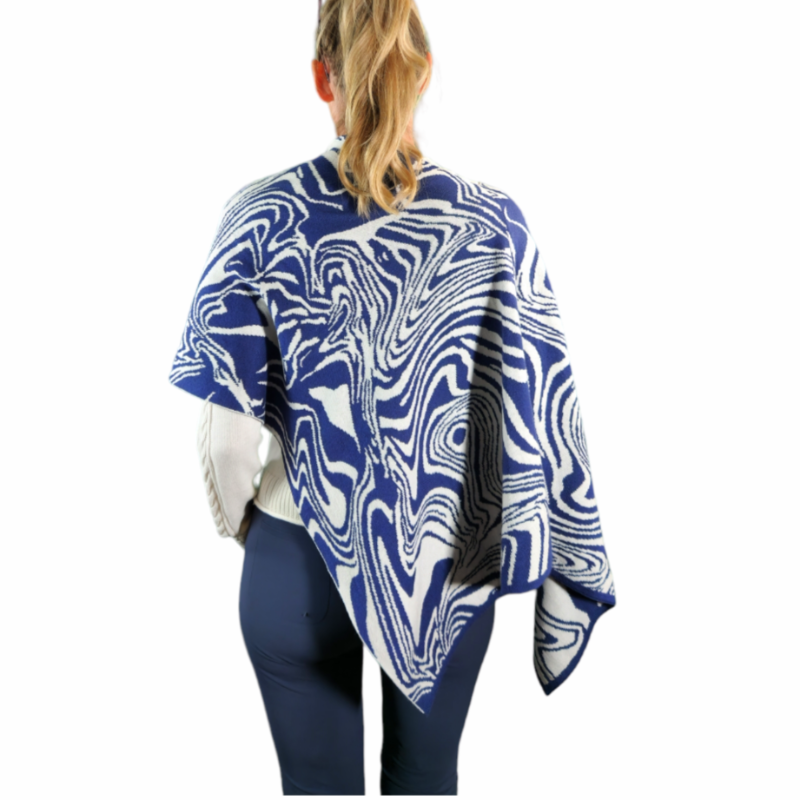 Alashan Cashmere Swirl Topper - Navy/Ivory