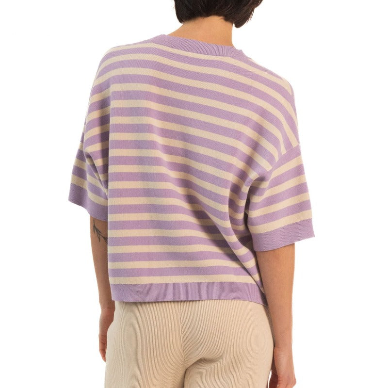 Paper Label Sara Stripe V-Neck- Lavender