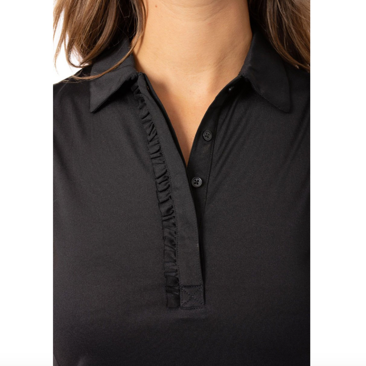 Golftini S/L Ruffle Tech Polo - Black