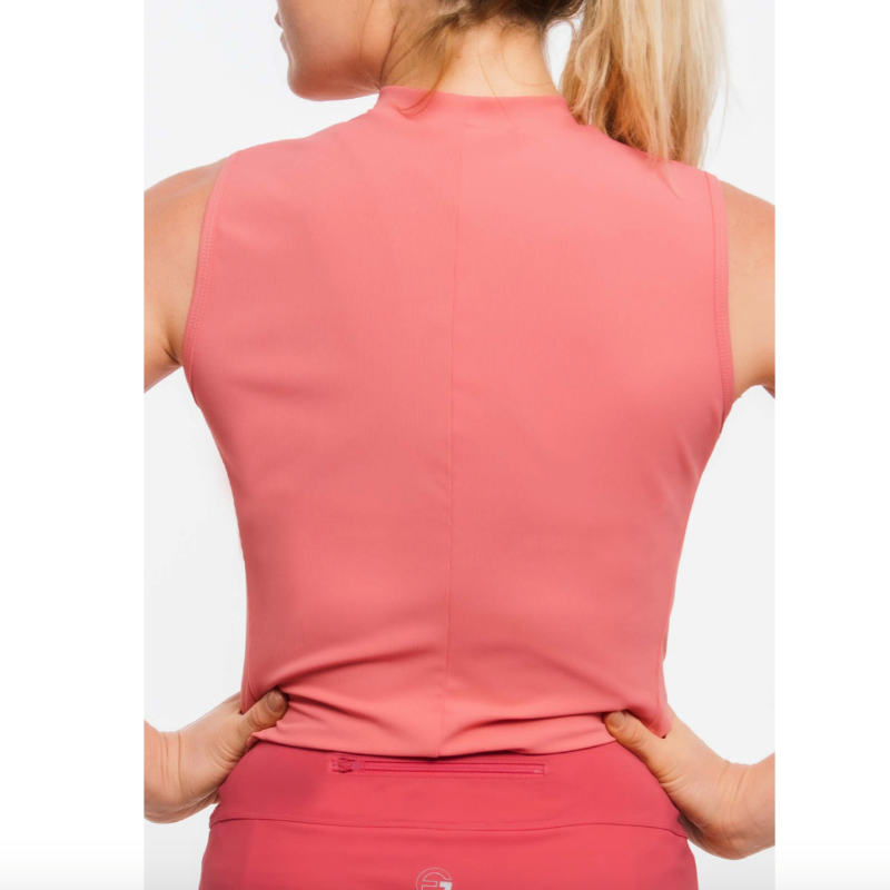 Foray Golf Mock Neck S/L Rib Top - Coral