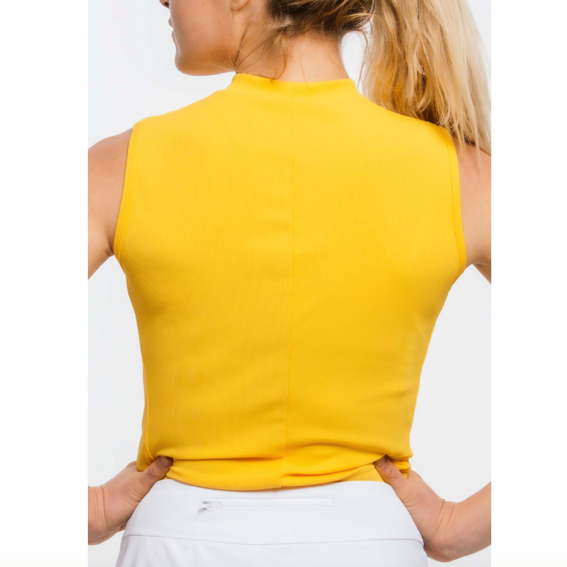 Foray Golf Mock Neck S/L Rib Top - Yellow