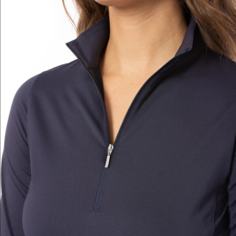 Golftini L/S Zip Mock Stretch Top - Navy