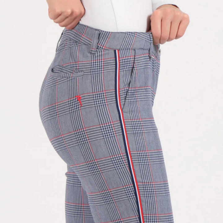 Chervò Support Trousers - Navy/Red Check