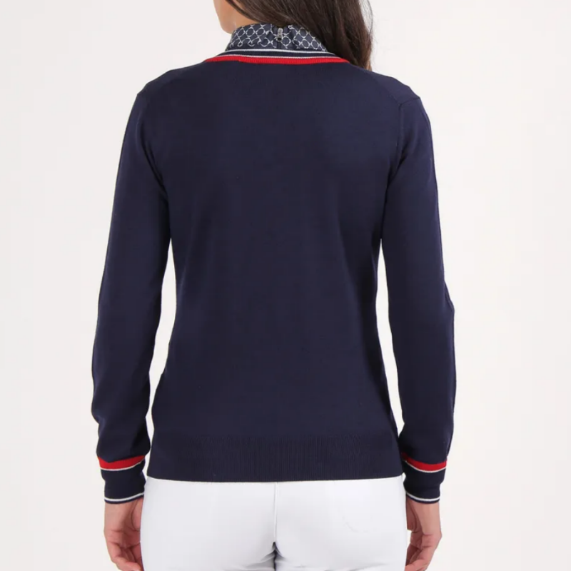 Chervò Nappa V-Neck Sweater - Navy