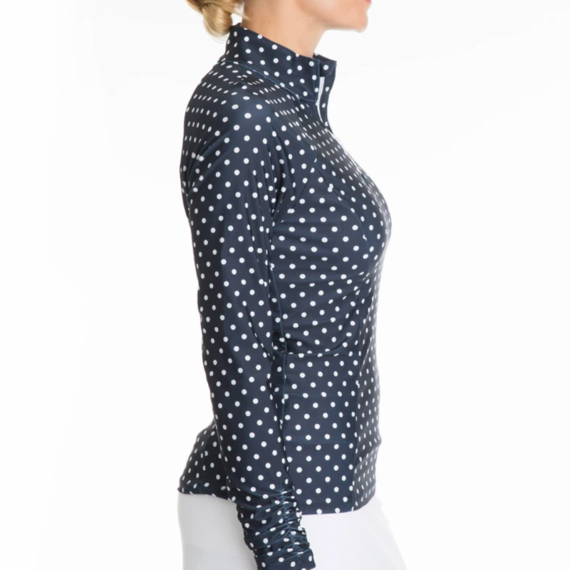 Tzu Tzu Sara L/S Top - Navy Dotty