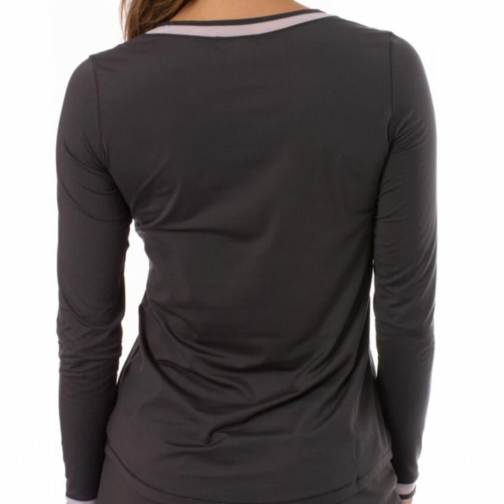 Golftini L/S Mesh Trim Top - Black/White