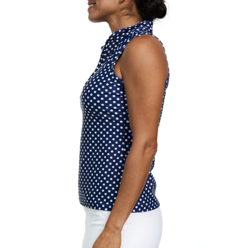 Tzu Tzu Bella Mock Top - Navy Dotty