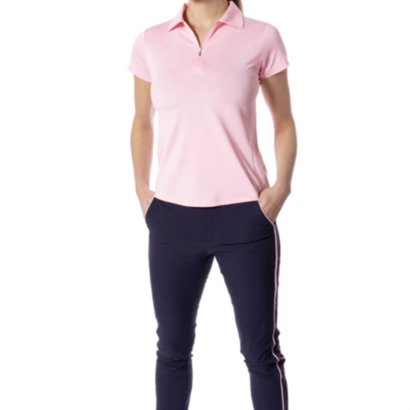 Golftini S/S Zip Tech Polo - Light Pink