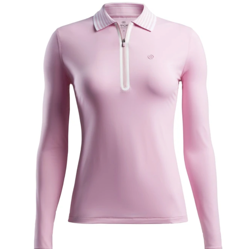 G/FORE Featherweight Zip L/S Polo - Pink