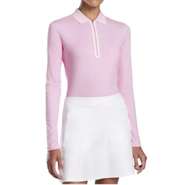 G/FORE Featherweight Zip L/S Polo - Pink