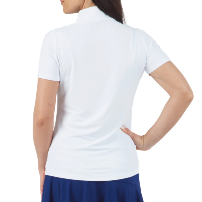 IBKUL Solid S/S Mock Neck Top - White